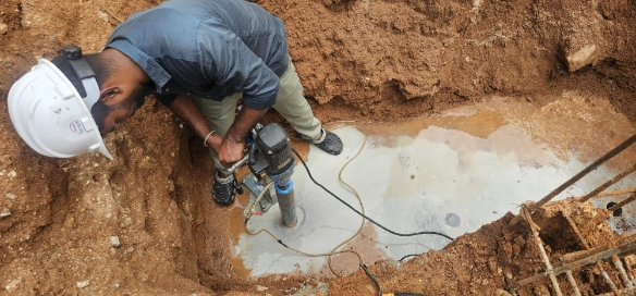 Concrete core cutting and compression test in lab