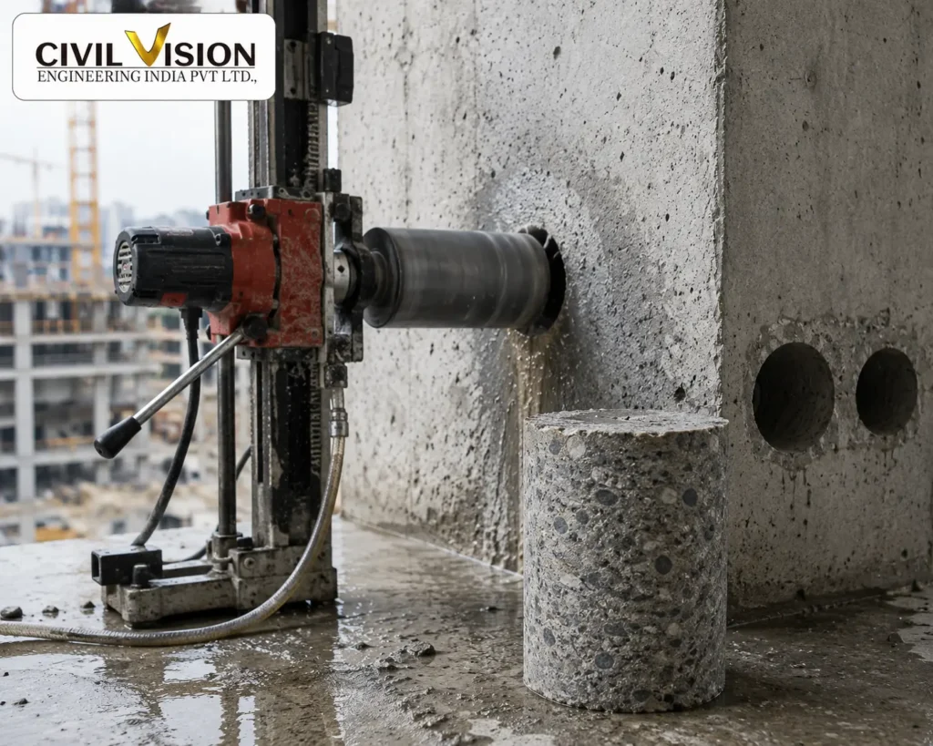 Concrete core testing in Bangalore by Civil-Vision